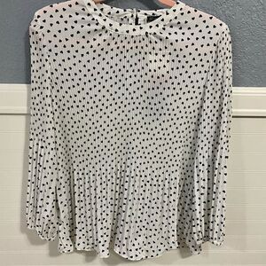 Adrianna Papell White Pleated Georgette Blouse